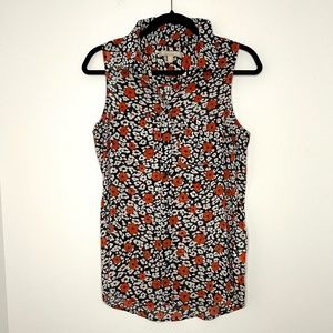 Banana Republic Poppy Flowers Floral Print Sleeveless Blouse Flowy Lightweight